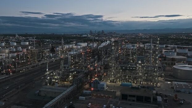 Aerial view of Suncor Energy refinery in Commerce City United States.