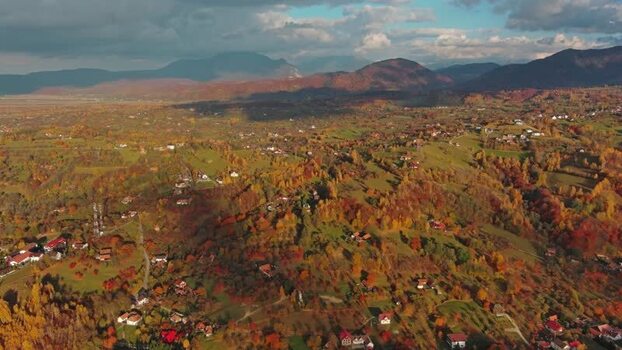 Aerial view of Transylvania autumn landscape ROMANIA.