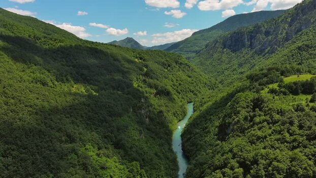 Aerial view of Tara River Canyon in Montenegro.