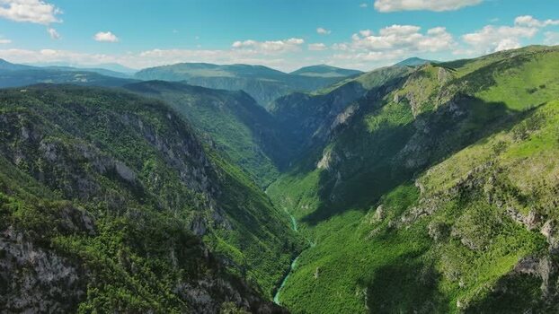 Aerial view of Tara River Canyon in Montenegro.