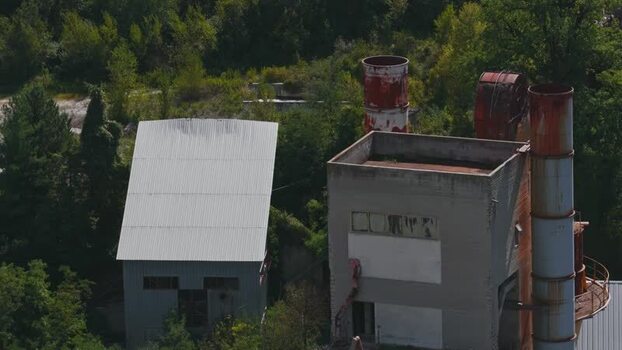 Aerial view of Sacci cement factory in Castelraimondo Italy.