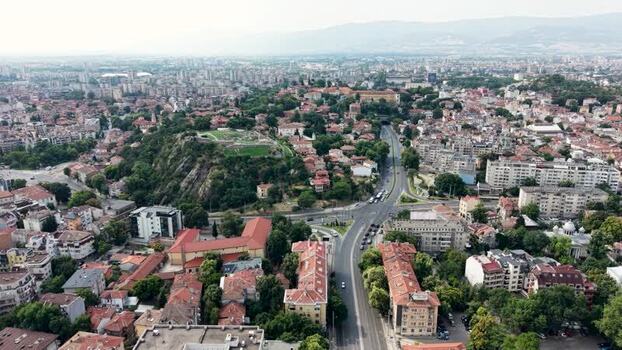 Aerial view of Nebet Tepe in Plovdiv Bulgaria.