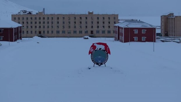 Aerial view of Pyramiden in Svalbard Svalbard and Jan Mayen.