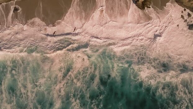 Aerial view of waves crashing at La Jolla Cove United States.