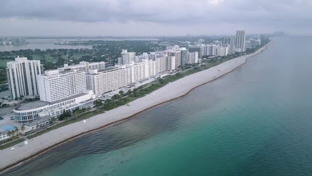 Aerial view of Miami Beach coastline United States. Aerial view of Miami Beach coastline United States.
