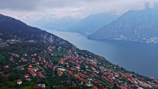 Aerial View of a Picturesque Italian Lakeside Town