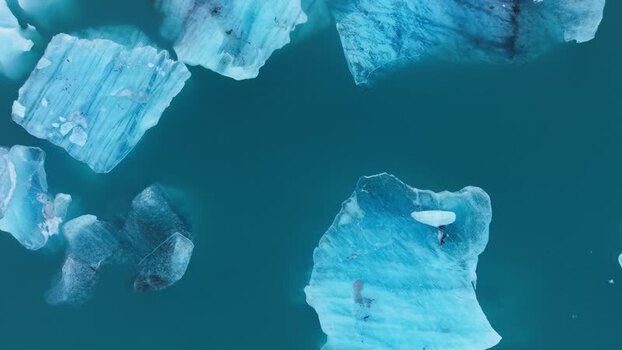 Aerial view of Jokulsarlon Glacier Lagoon Iceland.