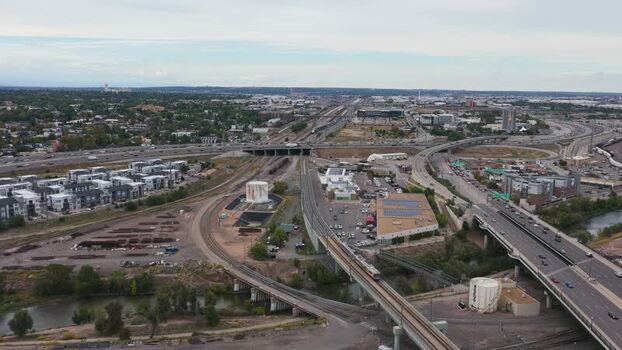 Aerial view of the urban landscape in Denver United States.