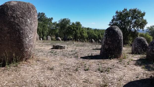 Aerial view of Almendres Cromlech in Portugal. Aerial view of Almendres Cromlech in Portugal.