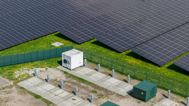 Aerial View of Battery Storage at Solar Park