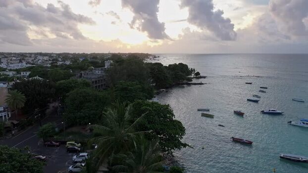 Aerial view of Cap Malheureux at sunset Mauritius.