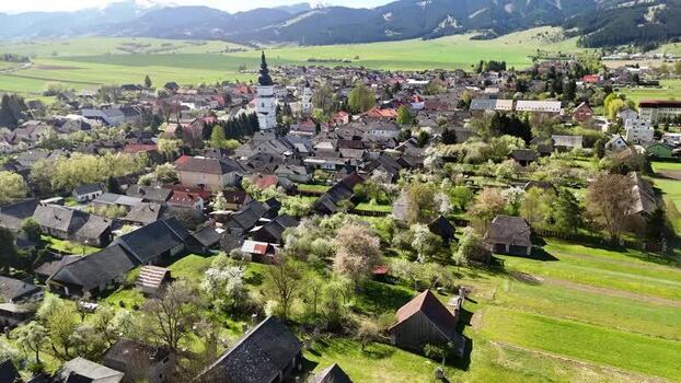 Aerial view of the village of Partizanska Lupca Slovakia.
