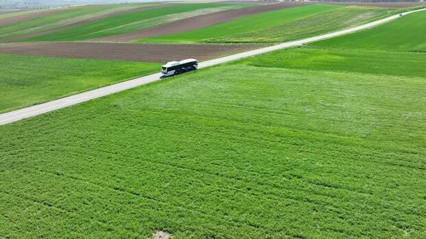 Aerial view of agricultural land France.