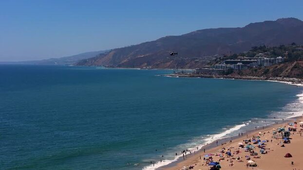 Aerial view of Will Rogers State Beach in Los Angeles United States. Aerial view of Will Rogers State Beach in Los Angeles United States.