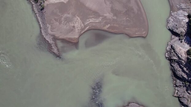 Aerial view of river and sand patterns in Chile. Aerial view of river and sand patterns in Chile.