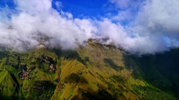 Aerial view of lush green mountains in Bali Indonesia.