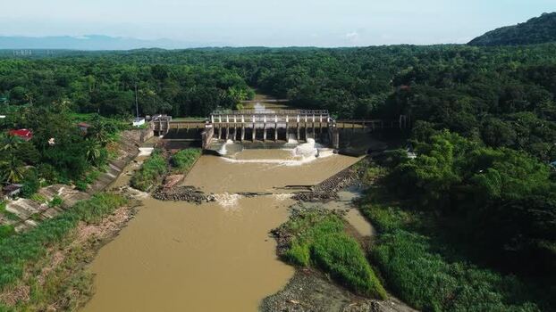 Aerial view of Jalaur Dam in Dingle Philippines.