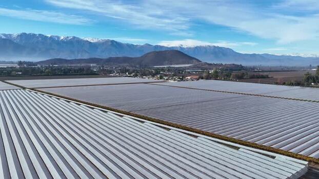 Aerial view of agricultural fields in Santiago Chile.