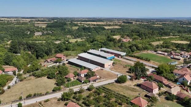 Aerial view of chicken farm in Mladenovac Serbia. Aerial view of chicken farm in Mladenovac Serbia.
