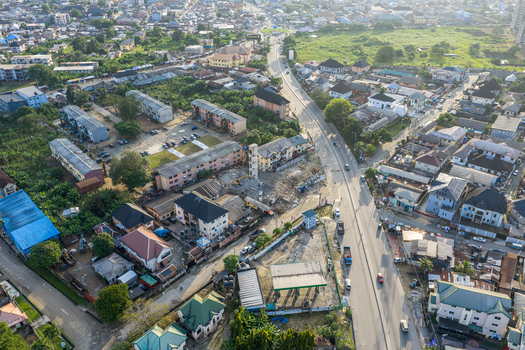 Port Harcourt Nigeria 03 July 2026 Aerial view of the urban landscape with residential buildings a main road and construction activity in Port Harcourt Rivers Nigeria. Port Harcourt Nigeria 03 July 2026 Aerial view of the urban landscape with residential buildings a main road and construction activity in Port Harcourt Rivers Nigeria.