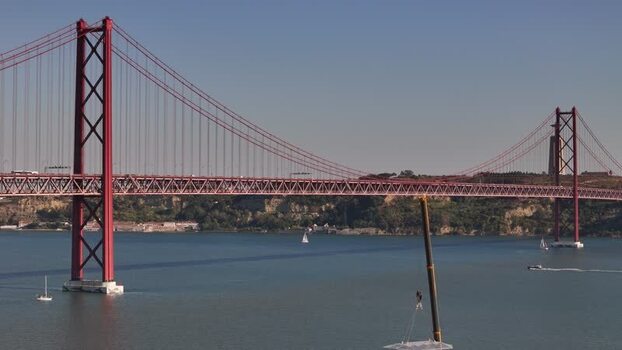 Aerial view of Dinner in the Sky near 25 de Abril Bridge Portugal. Aerial view of Dinner in the Sky near 25 de Abril Bridge Portugal.