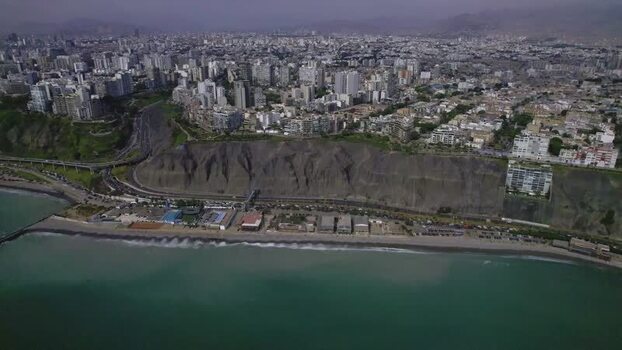 Aerial view of Circuito de Playas and coastal cliffs Peru. Aerial view of Circuito de Playas and coastal cliffs Peru.