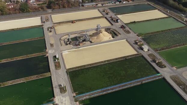 Aerial view of Ashford Common Water Treatment Works United Kingdom.