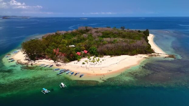 Aerial view of Gili Nanggu island in Sekotong Indonesia. Aerial view of Gili Nanggu island in Sekotong Indonesia.