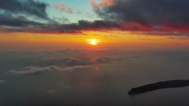 Aerial view of sunset over the Adriatic coastline Montenegro. Aerial view of sunset over the Adriatic coastline Montenegro.