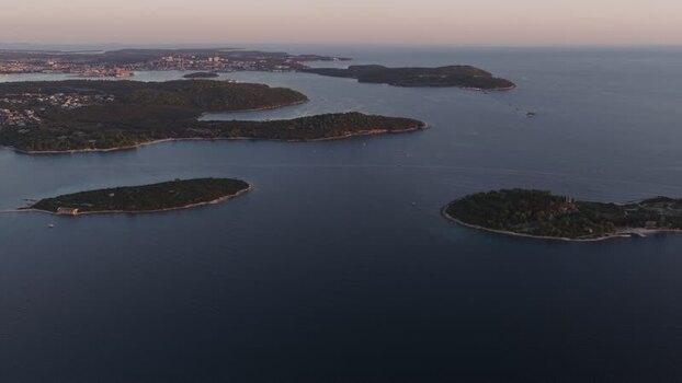 Aerial view of Brijuni National Park islands Croatia.