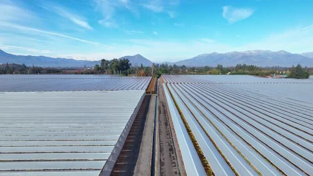 Aerial view of agricultural fields in Santiago Chile.