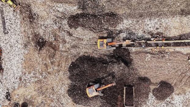 Aerial view of waste recycling facility in India.