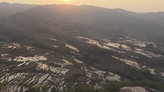 Aerial view of rice terraces in Yuanyang China.