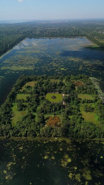 Aerial view of West Mebon temple in West Baray Cambodia. Aerial view of West Mebon temple in West Baray Cambodia.