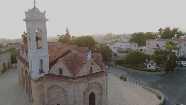 Aerial view of historic church in Nicosia Cyprus.