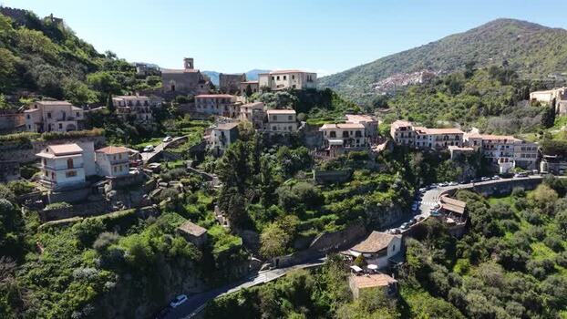 Aerial view of the historic hillside village of Savoca Italy. Aerial view of the historic hillside village of Savoca Italy.