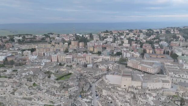 Aerial view of Matera Italy.
