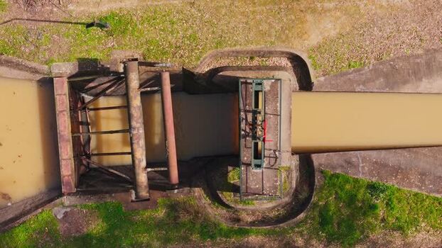 Aerial view of the Canal de Guadarranque sluice gate Spain. Aerial view of the Canal de Guadarranque sluice gate Spain.