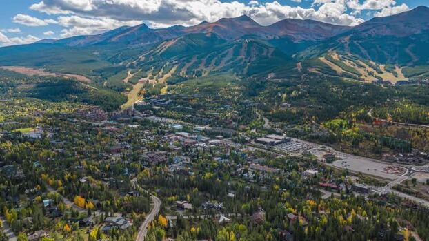 Aerial view of Breckenridge town in the mountains United States.