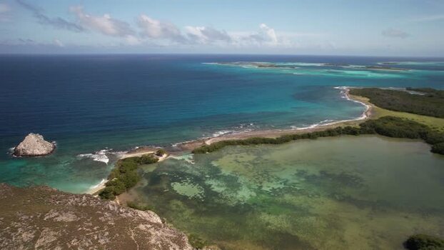 Aerial view of Los Roques archipelago in Venezuela.