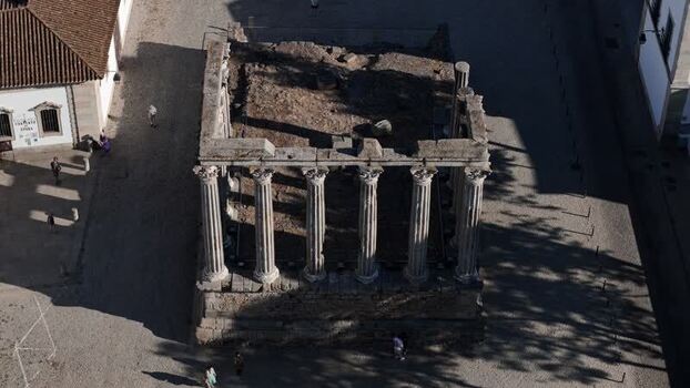 Aerial view of Roman Temple of Evora Portugal. Aerial view of Roman Temple of Evora Portugal.