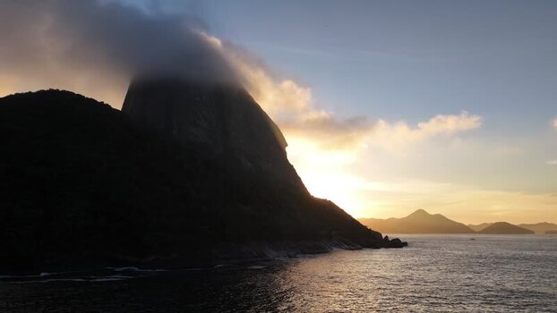 Aerial view of Sugarloaf Mountain at sunset in Brazil. Aerial view of Sugarloaf Mountain at sunset in Brazil.