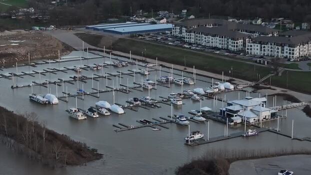 Aerial view of boats in the marina United States. Aerial view of boats in the marina United States.