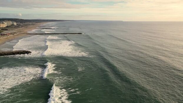 Aerial view of Praia da Mata coastline in Portugal. Aerial view of Praia da Mata coastline in Portugal.