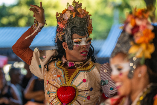 Rio de Janeiro Brazil 20 June 2026 View of a performer in traditional Festa Junina attire with elaborate floral headpiece and colorful costume. Rio de Janeiro Brazil 20 June 2026 View of a performer in traditional Festa Junina attire with elaborate floral headpiece and colorful costume.