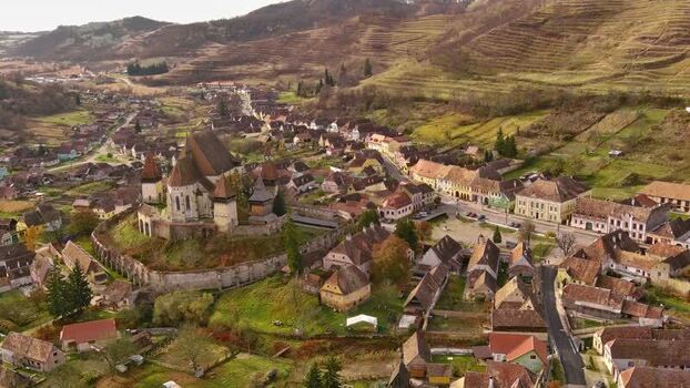 Aerial view of Biertan Fortified Church Romania. Aerial view of Biertan Fortified Church Romania.