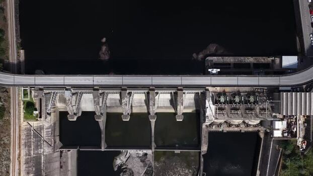 Aerial view of a hydroelectric dam and road bridge Portugal. Aerial view of a hydroelectric dam and road bridge Portugal.