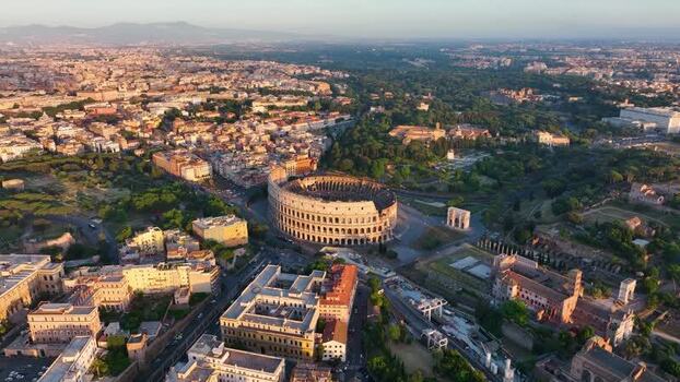 Aerial view of the Colosseum and Arch of Constantine Italy. Aerial view of the Colosseum and Arch of Constantine Italy.