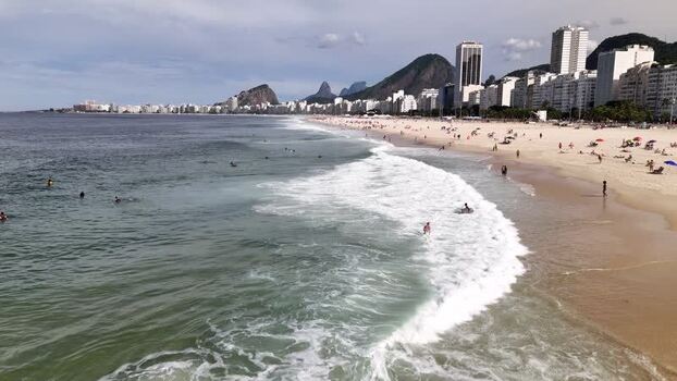Aerial view of Copacabana Beach and the coastline Brazil.