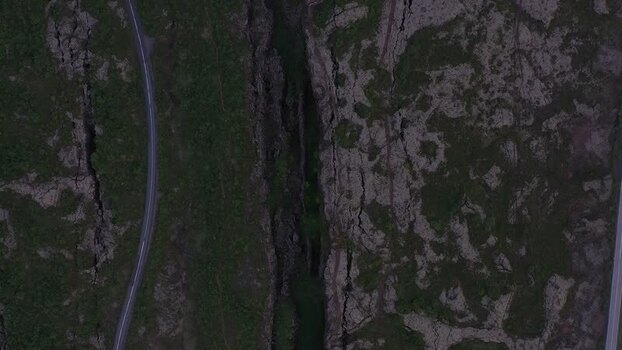Aerial view of Thingvellir National Park rift in Iceland.